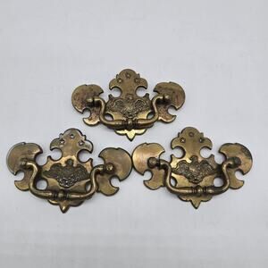 Vintage Brass Chippendale Federal Eagle Drawer Pulls Colonial Revival Antique